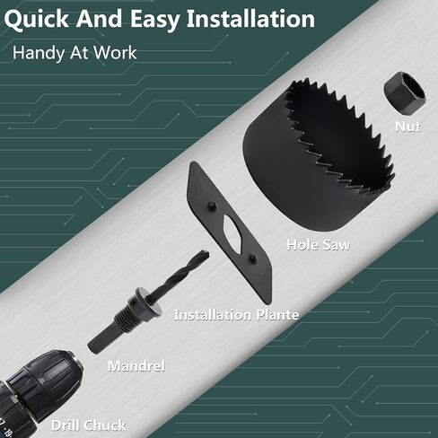 Jersvimc 16 Piece Hole Saw Kit with Mandrel Hex, 3/4"-5" Hole Cutter Set Round Hole Drill Bit Set for Wood Plastic Drywall PVC Corn in Kuwait