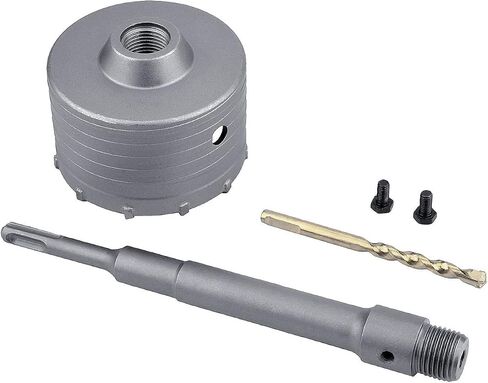 115mm (4.5") Concrete Hole Saw with 220mm SDS Plus Shank Rod | Tungsten Carbide Teeth (7.7mm x 4mm) Cement Hole Saw for Concrete Cement Brick Wall Stone in Kuwait