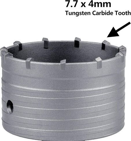 115mm (4.5") Concrete Hole Saw with 220mm SDS Plus Shank Rod | Tungsten Carbide Teeth (7.7mm x 4mm) Cement Hole Saw for Concrete Cement Brick Wall Stone in Kuwait