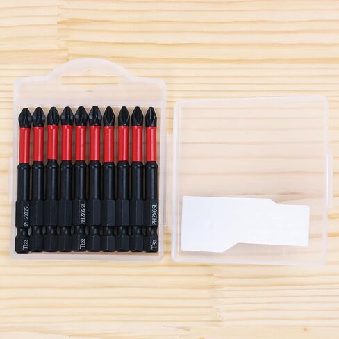 10 Pack PH2 Magnetic Anti-Slip Screwdriver Bits, 3.5 Inch | PH2 Long Phillips Bits with Anti-Slip Tip, Strong Magnetic Holding Impact-rated Durability Phillips #2 Bits for Impact Driver in Saudi Arabia