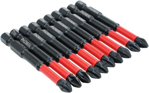 10 Pack PH2 Magnetic Anti-Slip Screwdriver Bits, 3.5 Inch | PH2 Long Phillips Bits with Anti-Slip Tip, Strong Magnetic Holding Impact-rated Durability Phillips #2 Bits for Impact Driver in Saudi Arabia