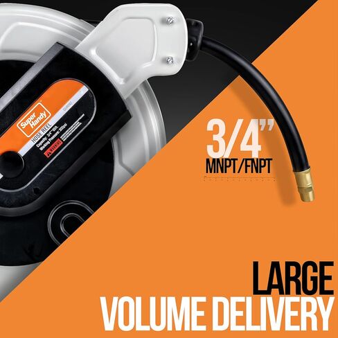 بكرة خرطوم الوقود سوبر هاندي قابلة للسحب 3/4 بوصة × 65 قدم 3/4 بوصة NPT بريميوم تجاري NBR خرطوم MAX 300PSI الثقيلة الثقيلة مدفوعة الربيع الصلب البناء المزدوج للبنزين / الهواء / الماء in Kuwait