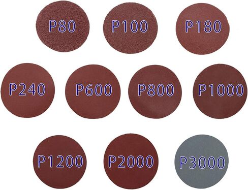 100-Pack 3-Inch Sanding Discs | P80 to P3000 Full Grit Range, 10pcs per Grit, Silicon Carbide, Wood Metal Auto Finishing in Saudi Arabia