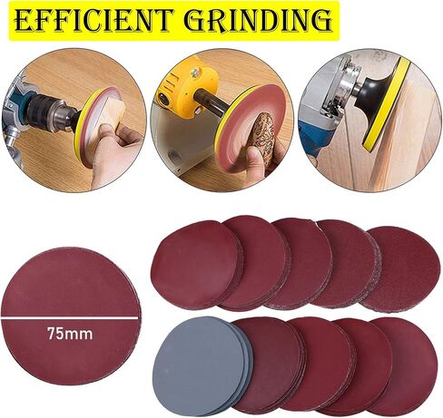 100-Pack 3-Inch Sanding Discs | P80 to P3000 Full Grit Range, 10pcs per Grit, Silicon Carbide, Wood Metal Auto Finishing in Saudi Arabia