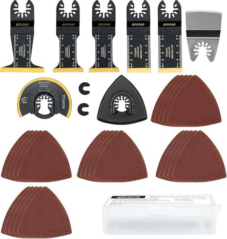 35 قطعة من شفرات المنشار المتأرجحة من BOVONO مجموعة شفرات منشار من التيتانيوم متعددة الأدوات المتأرجحة لقطع الخشب والمعادن ومسامير الأظافر والبلاستيك شفرات أدوات متأرجحة سريعة التحرير تناسب نماذج متعددة in Kuwait