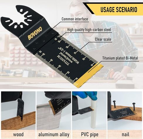 35 قطعة من شفرات المنشار المتأرجحة من BOVONO مجموعة شفرات منشار من التيتانيوم متعددة الأدوات المتأرجحة لقطع الخشب والمعادن ومسامير الأظافر والبلاستيك شفرات أدوات متأرجحة سريعة التحرير تناسب نماذج متعددة in Kuwait