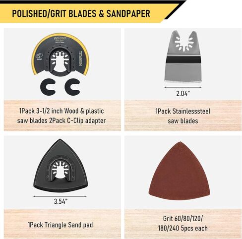 35 قطعة من شفرات المنشار المتأرجحة من BOVONO مجموعة شفرات منشار من التيتانيوم متعددة الأدوات المتأرجحة لقطع الخشب والمعادن ومسامير الأظافر والبلاستيك شفرات أدوات متأرجحة سريعة التحرير تناسب نماذج متعددة in Kuwait