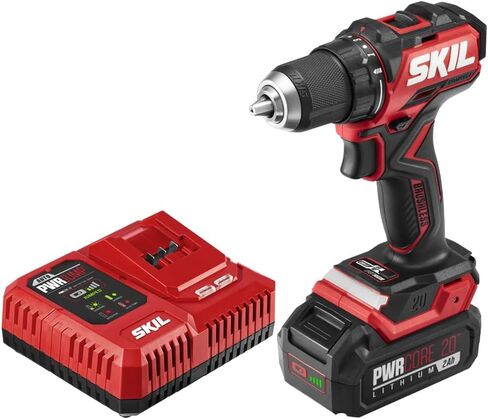 SKIL PWR CORE 20 بدون فرش 20 فولت 1/2 بوصة. مجموعة أدوات الحفر المدمجة ذات السرعة المتغيرة مع ظرف مفرد 1/2 بوصة، ظرف تصاعدي بدون مفتاح ومصباح عمل LED يتضمن بطارية 2.0 أمبير وشاحن PWR JUMP - DL6293B-10 in Saudi Arabia