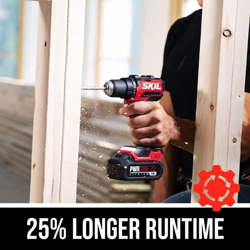 SKIL PWR CORE 20 بدون فرش 20 فولت 1/2 بوصة. مجموعة أدوات الحفر المدمجة ذات السرعة المتغيرة مع ظرف مفرد 1/2 بوصة، ظرف تصاعدي بدون مفتاح ومصباح عمل LED يتضمن بطارية 2.0 أمبير وشاحن PWR JUMP - DL6293B-10 in Saudi Arabia
