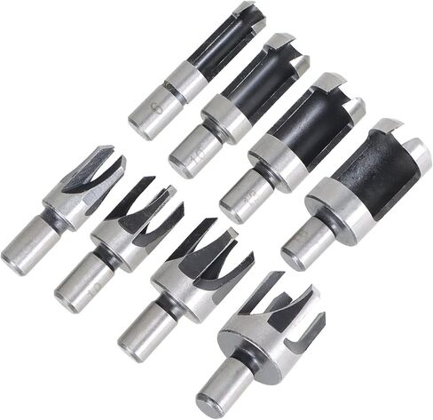 Timunr 8Pcs Wood Plug Cutter Drill Bit Straight and Taper Claw Tool Set for Woodworking Hole Saw Cutting 1/4 3/8 1/2 5/8 in Saudi Arabia