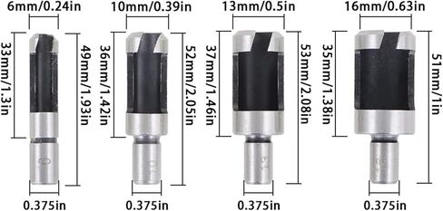 Timunr 8Pcs Wood Plug Cutter Drill Bit Straight and Taper Claw Tool Set for Woodworking Hole Saw Cutting 1/4 3/8 1/2 5/8 in Saudi Arabia