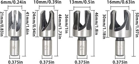 Timunr 8Pcs Wood Plug Cutter Drill Bit Straight and Taper Claw Tool Set for Woodworking Hole Saw Cutting 1/4 3/8 1/2 5/8 in Saudi Arabia