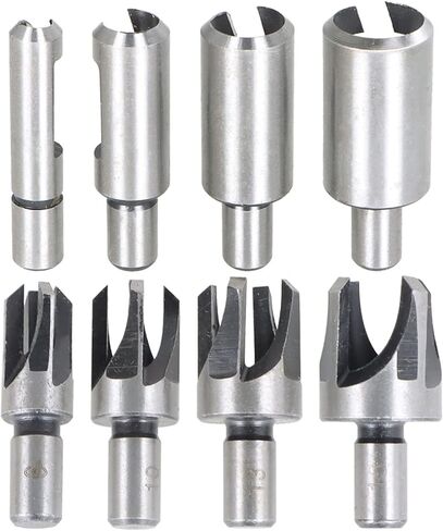 Timunr 8Pcs Wood Plug Cutter Drill Bit Straight and Taper Claw Tool Set for Woodworking Hole Saw Cutting 1/4 3/8 1/2 5/8 in Saudi Arabia
