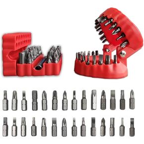 حامل لقم مثقاب كهربائي مع قاعدة مغناطيسية، حامل منظم لقم مفك الاسنان مع 32 قطعة من اللقم ومقبس تمديد مغناطيسي، يناسب لقم سداسية 1/4 انش، سهل التخزين والحمل in Kuwait