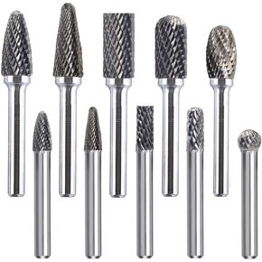 مجموعة شفرات دوارة كربيد مزدوجة القطع - ساق 1/4 بوصة 10 قطع من رؤوس الأدوات الدوارة من فولاذ التنجستين، قطع مطحنة القالب لتلميع المعادن ونحت الخشب والحفر بواسطة ORAPXI in Kuwait