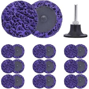 JonPhoe 21 Pack 2" Quick Change Easy Strip Discs for Drill, Die Grinder Attachments Poly Abrasive Stripping Wheels with 1/4" Disc Pad Holder for Quick Cleans Welds Rust Paint Removal