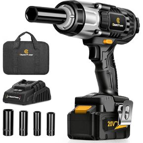 C P CHANTPOWER 450N.M (330 ft lbs) Cordless Impact Wrench, 1/2" Impact Gun, 20V High Torque Power Impact Driver, Battery Electric Impact Motor, Variable Speeds, Sockets, Fast Charger and Tool Bag