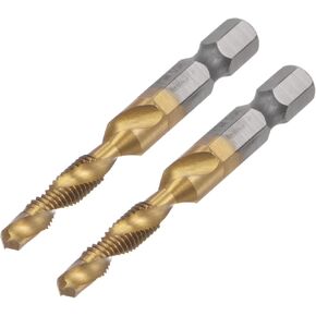 uxcell Combination Drill and Tap Bit, 1/4" Hex Shank M8 x 1.25 Metric Titanium Coated High Speed Steel 4341 Spiral Flute Drilling Tapping Tool 2pcs in Saudi Arabia