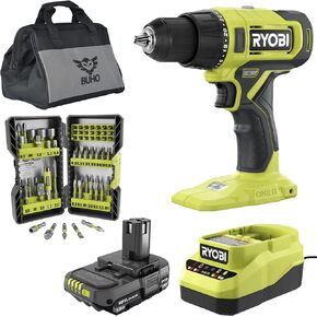 Cordless 1/2 inch Drill Driver Bundle - Includes Cordless 1/2 Drill Driver, 70 Piece Drill Bit Set, 18-Volt Lithium-ion Battery, Charger and Tool Bag in Kuwait