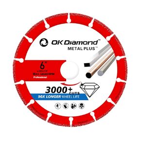 عجلة قطع الماس OKDIAMOND مقاس 6 × 7/8 بوصة للمعادن، عجلة مقطوعة مع أكثر من 3000 قطعة على حديد التسليح والصلب والحديد والإينوكس، لطاحونة الزوايا - 6 بوصة in Kuwait