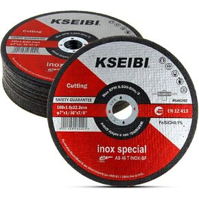 قرص قطع معدني من الفولاذ المقاوم للصدأ 646004 من KSEIBI مقاس 4-1/2 بوصة × 0.040 بوصة × 7/8 بوصة عجلة قطع T41 (100 حزمة) in Kuwait