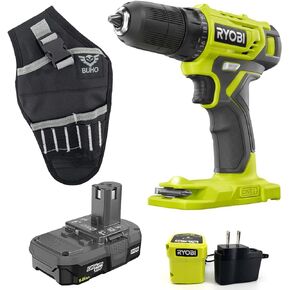 Cordless Drill Set Bundle with Ryobi 18-Volt ONE+ 3/8 Inch Drill Driver, 1.5 Ah 18-Volt Lithium-ion Battery, 18-Volt Battery Charger and Buho Drill Holster with Safety Strap in Kuwait