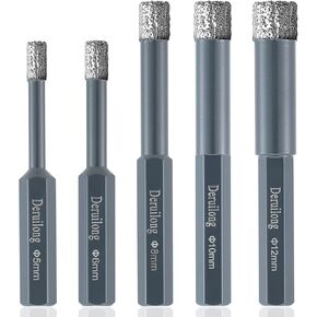 Dry Diamond Hole Saw Drill Bits Set 5 PCs （5mm/6mm/8mm/10mm/12mm） for Granite Ceramic Marble Tile Stone Glass Hard Materials in Kuwait