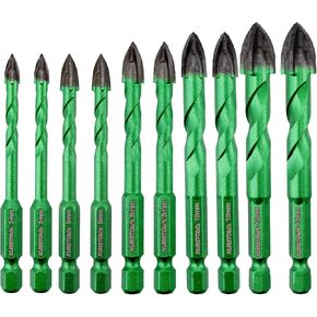 Masonry Diamond Drill Bit - 10pcs 1/4"-1/2" Concrete Diamond Hole Saw Set for Wood Plastic Brick Ceramic Tile Etc,Diamond Core Drill Bit Carbide Tips Quick Change Shank Fixed on Drills in Kuwait