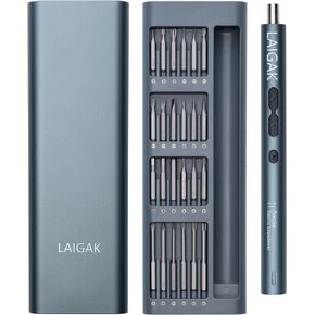 LAIGAK 62-in-1 Mini Precision Electric Screwdriver Kit - Durable S2 Steel, 48 Magnetic Bits, Rechargeable Aluminum Body for Computer & Mobile Device Repair in Saudi Arabia