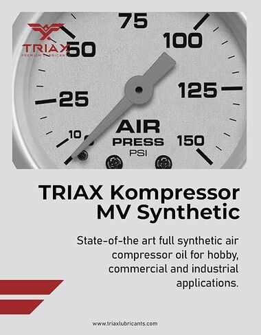 TRIAX Kompressor MV 100 Full Synthetic ISO 100 (SAE 30) Air Compressor Oil - Non-Detergent - For Rotary, Vane, Screw, Reciprocal - High Temp, 20,000 Hour Life (1 Gallon) in Saudi Arabia