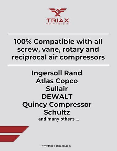 TRIAX Kompressor MV 100 Full Synthetic ISO 100 (SAE 30) Air Compressor Oil - Non-Detergent - For Rotary, Vane, Screw, Reciprocal - High Temp, 20,000 Hour Life (1 Gallon) in Saudi Arabia