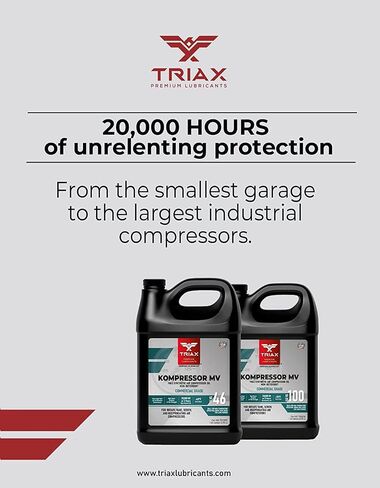 TRIAX Kompressor MV 100 Full Synthetic ISO 100 (SAE 30) Air Compressor Oil - Non-Detergent - For Rotary, Vane, Screw, Reciprocal - High Temp, 20,000 Hour Life (1 Gallon) in Saudi Arabia