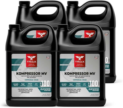 TRIAX Kompressor MV 100 Full Synthetic ISO 100 (SAE 30) Air Compressor Oil - Non-Detergent - For Rotary, Vane, Screw, Reciprocal - High Temp, 20,000 Hour Life (1 Gallon) in Saudi Arabia