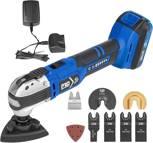 أداة التأرجح اللاسلكية Prostormer مع بطارية 20 فولت، 6 أدوات متعددة التأرجح بسرعات متغيرة، منشار متأرجح بمحرك بدون فرش للكشط والطحن والصنفرة والقطع in Kuwait