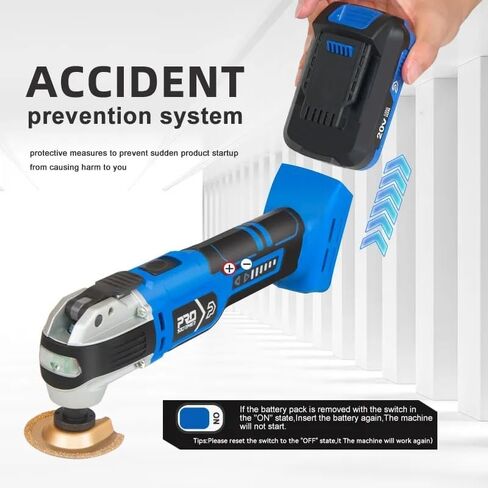 أداة التأرجح اللاسلكية Prostormer مع بطارية 20 فولت، 6 أدوات متعددة التأرجح بسرعات متغيرة، منشار متأرجح بمحرك بدون فرش للكشط والطحن والصنفرة والقطع in Kuwait