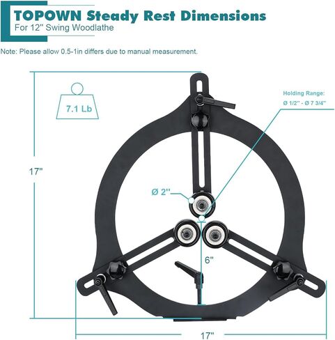 TOPOWN Woodturning بقية ثابتة للمخرطة بالحجم الكامل ومتوسط ​​الحجم جولة Woodturning راحة ثابتة ثابتة للمخرطة أدوات تحول معدنية ثابتة لملحقات أجزاء مخرطة الخشب in Kuwait