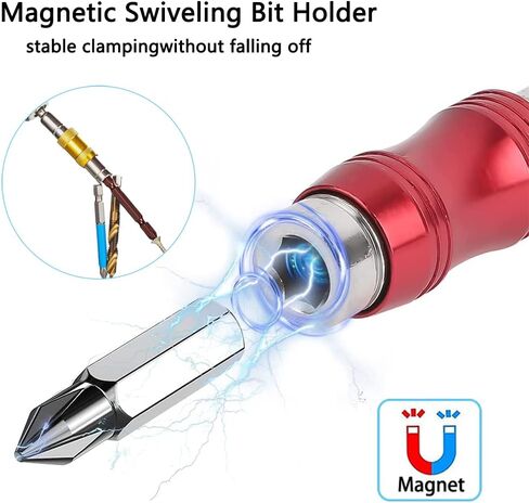 حامل رؤوس دوار مغناطيسي، 4 قطع، حامل رؤوس مثقاب مغناطيسي مرن للمساحات والزوايا الضيقة، حامل رأس رأس محوري 1/4 انش (يتم توفير عشر رؤوس مثقاب قابلة للتكيف) in Kuwait