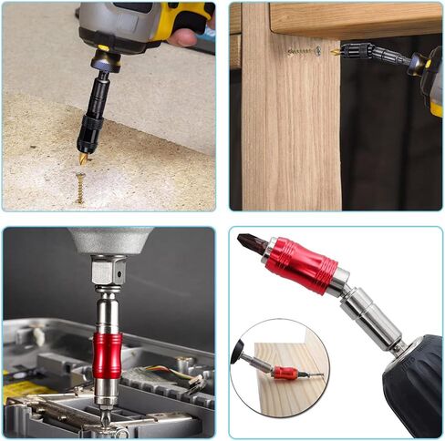 حامل رؤوس دوار مغناطيسي، 4 قطع، حامل رؤوس مثقاب مغناطيسي مرن للمساحات والزوايا الضيقة، حامل رأس رأس محوري 1/4 انش (يتم توفير عشر رؤوس مثقاب قابلة للتكيف) in Kuwait