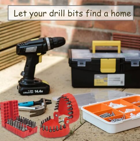 حامل لقم مثقاب كهربائي مع قاعدة مغناطيسية، حامل منظم لقم مفك الاسنان مع 32 قطعة من اللقم ومقبس تمديد مغناطيسي، يناسب لقم سداسية 1/4 انش، سهل التخزين والحمل in Kuwait