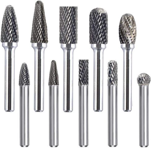 مجموعة شفرات دوارة كربيد مزدوجة القطع - ساق 1/4 بوصة 10 قطع من رؤوس الأدوات الدوارة من فولاذ التنجستين، قطع مطحنة القالب لتلميع المعادن ونحت الخشب والحفر بواسطة ORAPXI in Kuwait