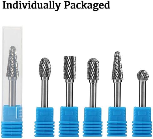 مجموعة شفرات دوارة كربيد مزدوجة القطع - ساق 1/4 بوصة 10 قطع من رؤوس الأدوات الدوارة من فولاذ التنجستين، قطع مطحنة القالب لتلميع المعادن ونحت الخشب والحفر بواسطة ORAPXI in Kuwait