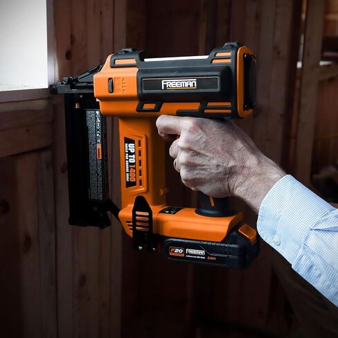 Freeman PE20V2118G2 20 Volt Cordless 2-in-1 18-Gauge Nailer/Stapler Kit with Lithium Ion Battery, Charger, Bag, and Fasteners (400 Count) – 1400 Shots per Charge in Saudi Arabia