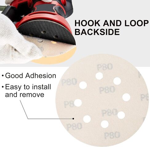 LotFancy Sanding Disc, 5 Inch 8 Hole, 110PCS 60 80 120 150 180 220 320 400 600 800 1000 Grit Sandpaper Assortment, Hook and Loop Sand Paper, Random Orbital Sander Pads in Saudi Arabia