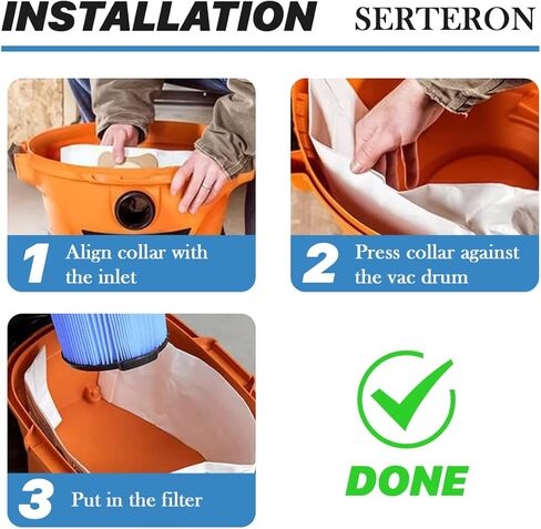 2 Pack VF3500 Filter Replacement for Ridgid Portable Vac 3-4.5 Gallon Wet Dry Vacuums + 4 Pack VF3501 Filter Bags (total 6 Pack) in Kuwait