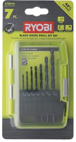 Ryobi A10D07G Black Oxide Drill Bit Set, 7 Pcs in Saudi Arabia