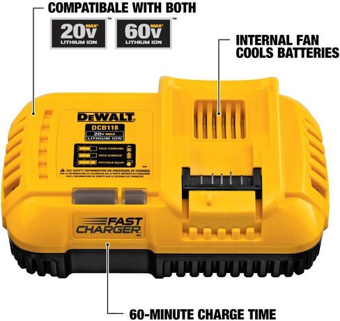 ديوالت DCB118X1 FLEXVOLT 20/60 فولت ماكس W/ 9.0 أمبير بطارية ليثيوم أيون & مروحة شاحن سريع مبرد in Saudi Arabia