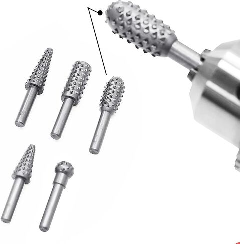WEITARI 5pcs Rotary File Burr Cutter, Router Bits Woodworking File Rasp Chisel Drill Bit Rotary Cutting Burr Set with 1/4 Inch Shank for DIY Carving, Polishing, Engraving and Drilling (Black) in Saudi Arabia
