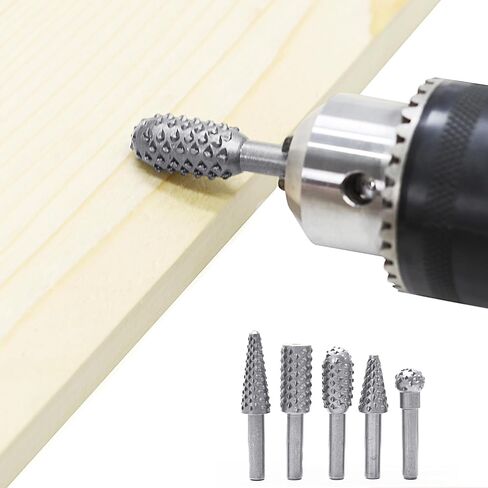 WEITARI 5pcs Rotary File Burr Cutter, Router Bits Woodworking File Rasp Chisel Drill Bit Rotary Cutting Burr Set with 1/4 Inch Shank for DIY Carving, Polishing, Engraving and Drilling (Black) in Saudi Arabia
