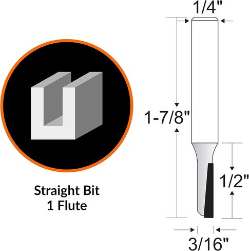 WEN RB002SF 3/16 in. Straight 1-Flute Carbide-Tipped Router Bit with 1/4 in. Shank in Saudi Arabia