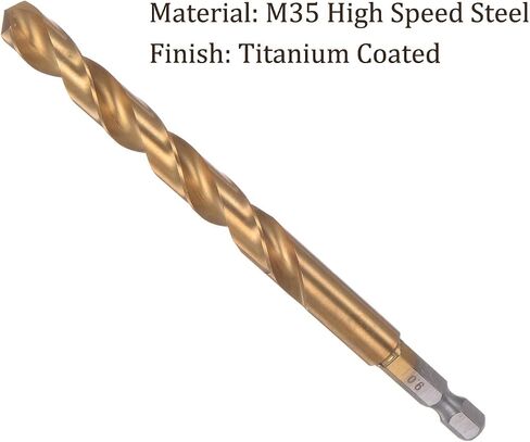 Kozelo Titanium Coated Drill Bit with 1/4" Hex Shank - [9mm x 122mm] M35 High Speed Steel for Quick Release 135 Degree Split Point for Aluminum Alloy Iron Wood in Saudi Arabia